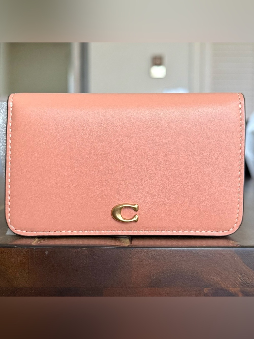 Coach Essential Slim Card Case in Peach NWT